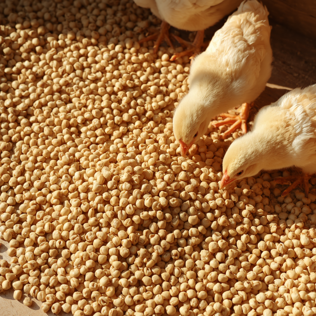 Young broiler chicks fed with starter feed